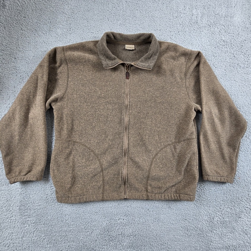 LL Bean Sweater Fleece Full Zip Mens Large Brown‎ Heavy Weight - Picture 2 of 13
